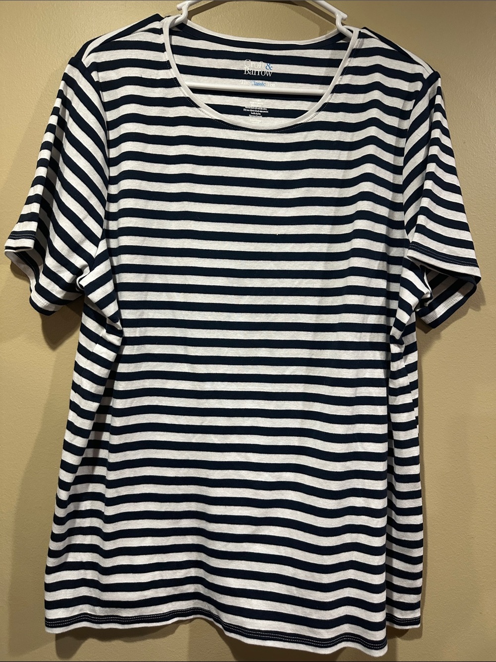 croft & barrow Black and White Striped Short Sleeve Tee